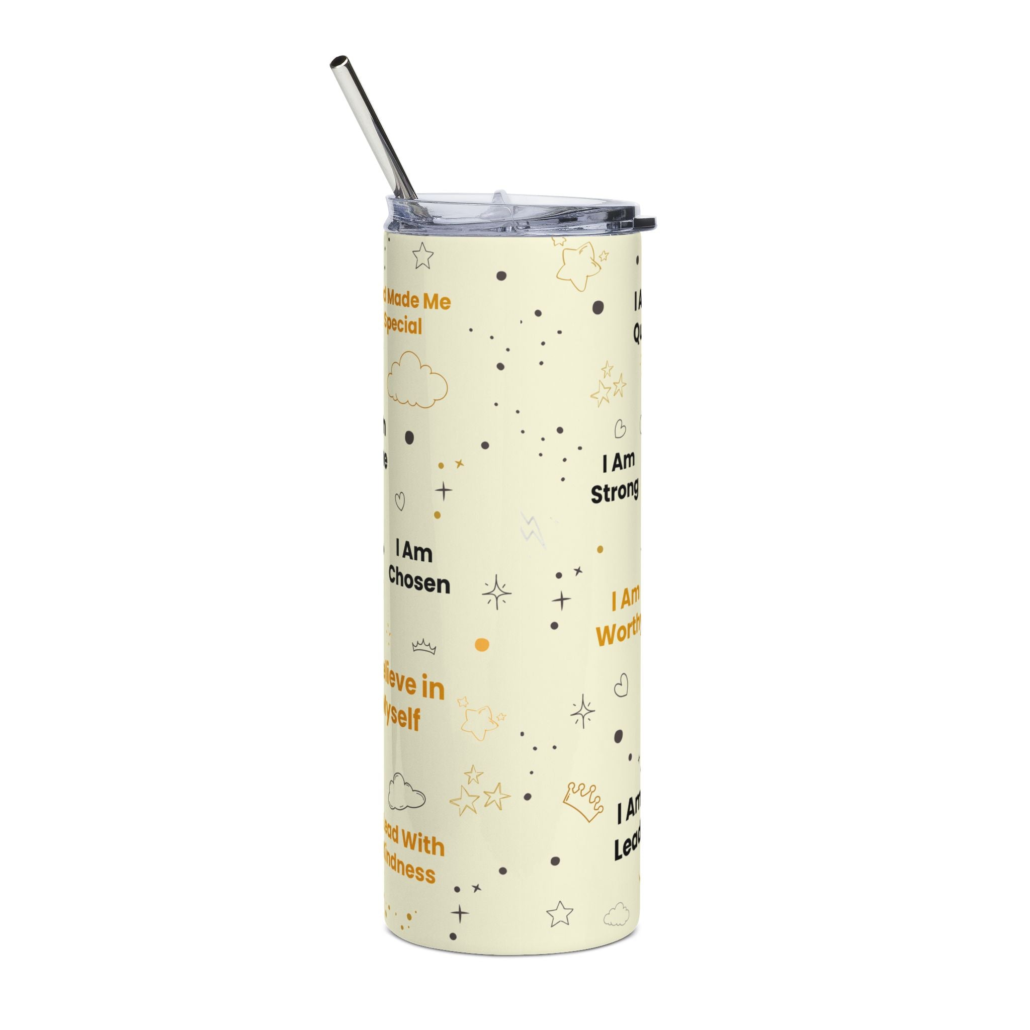 Royal Kings Collection Little Queens 20oz Stainless Steel Tumbler | Cream Affirmation Cup