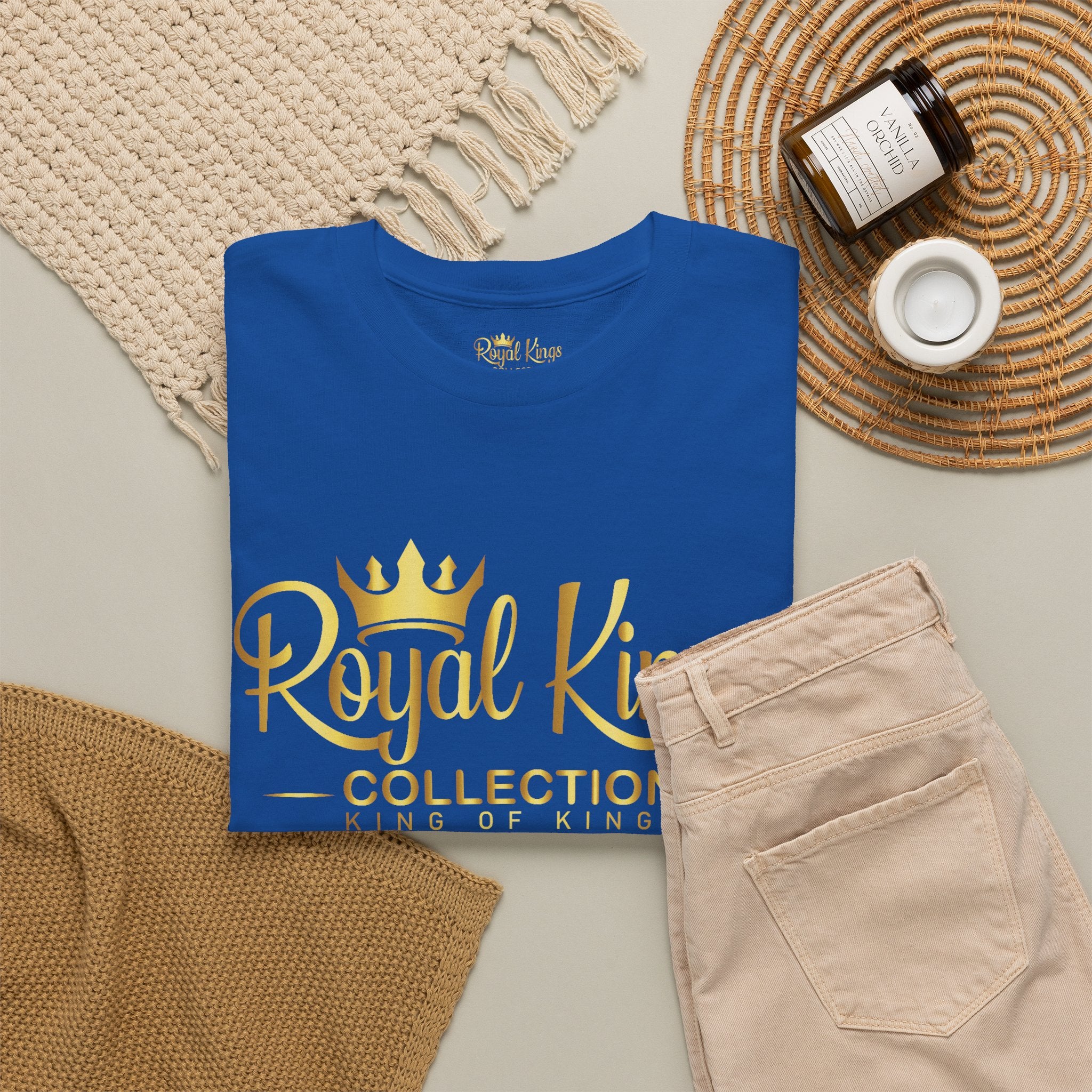 Royal Kings Collection Unisex Crown Sleeves Signature Tee | Heavy Cotton T-Shirt