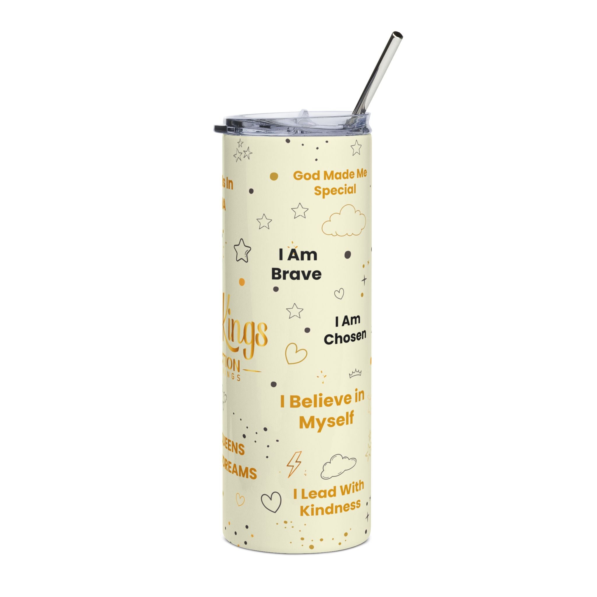 Royal Kings Collection Little Queens 20oz Stainless Steel Tumbler | Cream Affirmation Cup