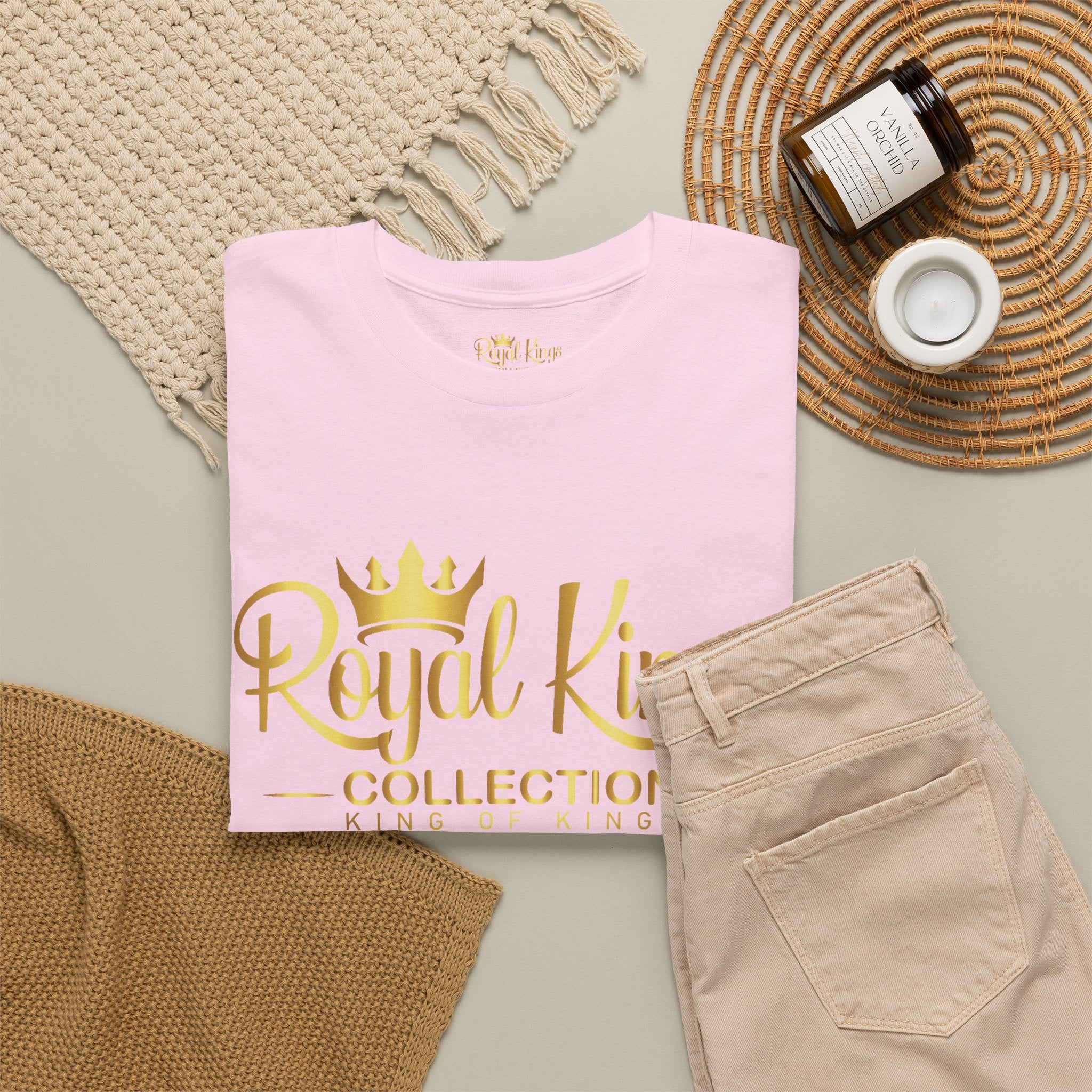 Royal Kings Collection Unisex Crown Sleeves Signature Tee | Heavy Cotton T-Shirt