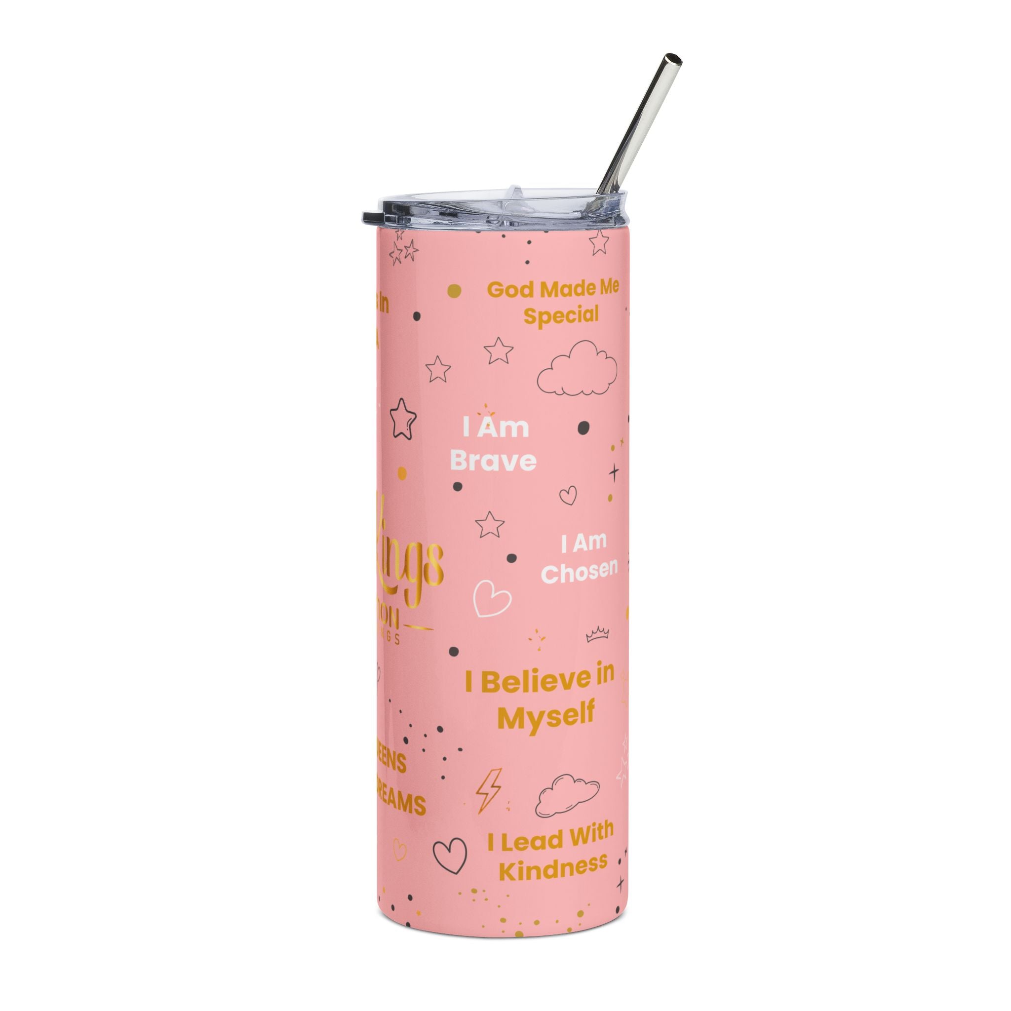 Royal Kings Collection Little Queens 20oz Stainless Steel Tumbler | Pink Affirmation Cup