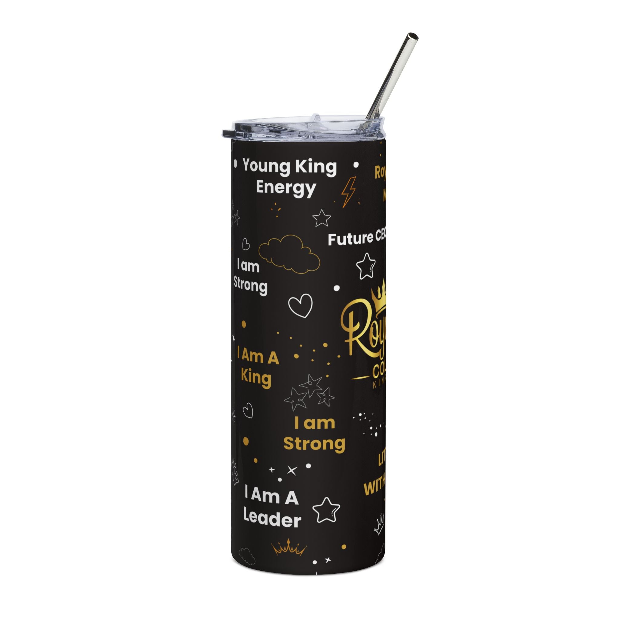 Royal Kings Collection Little Kings 20oz Stainless Steel Tumbler | Black Affirmation Cup