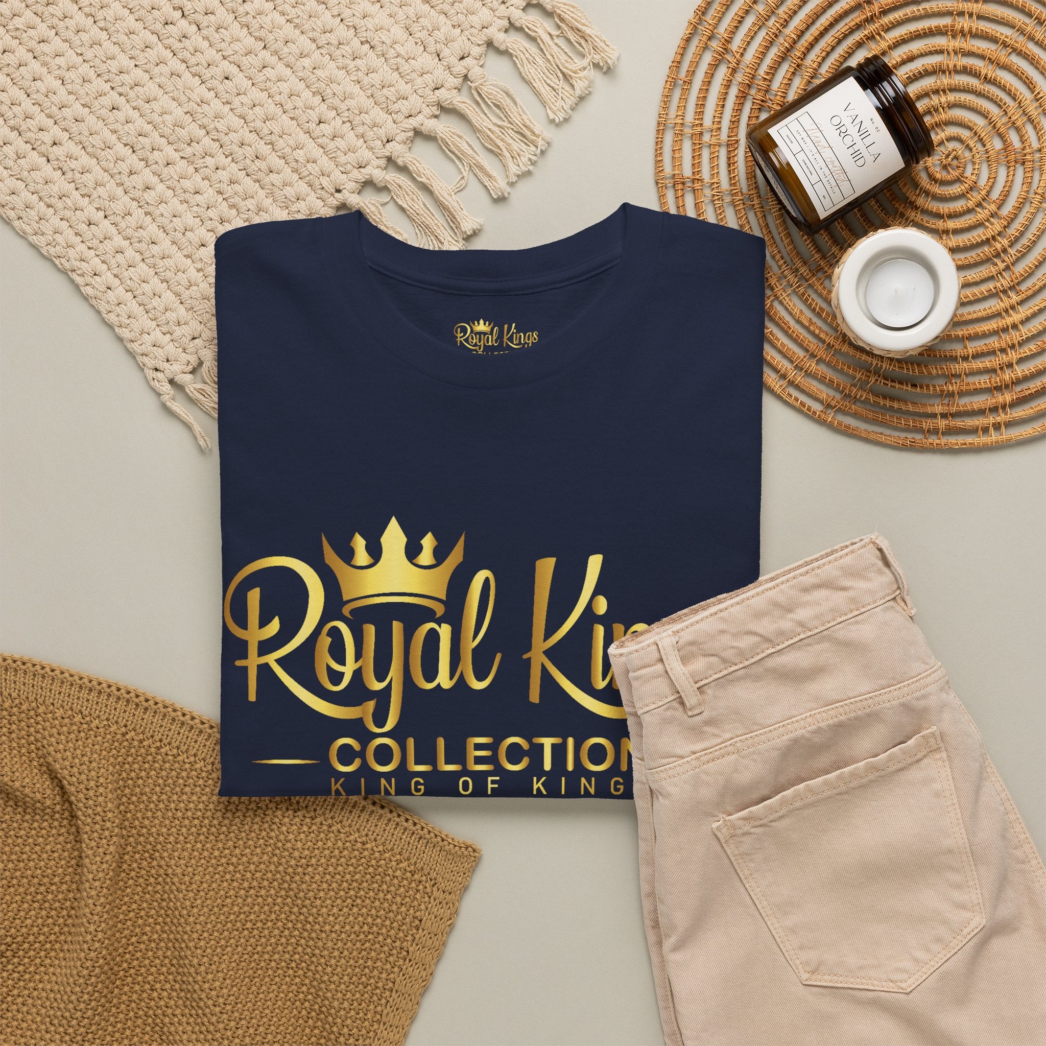 Royal Kings Collection Unisex Crown Sleeves Signature Tee | Heavy Cotton T-Shirt