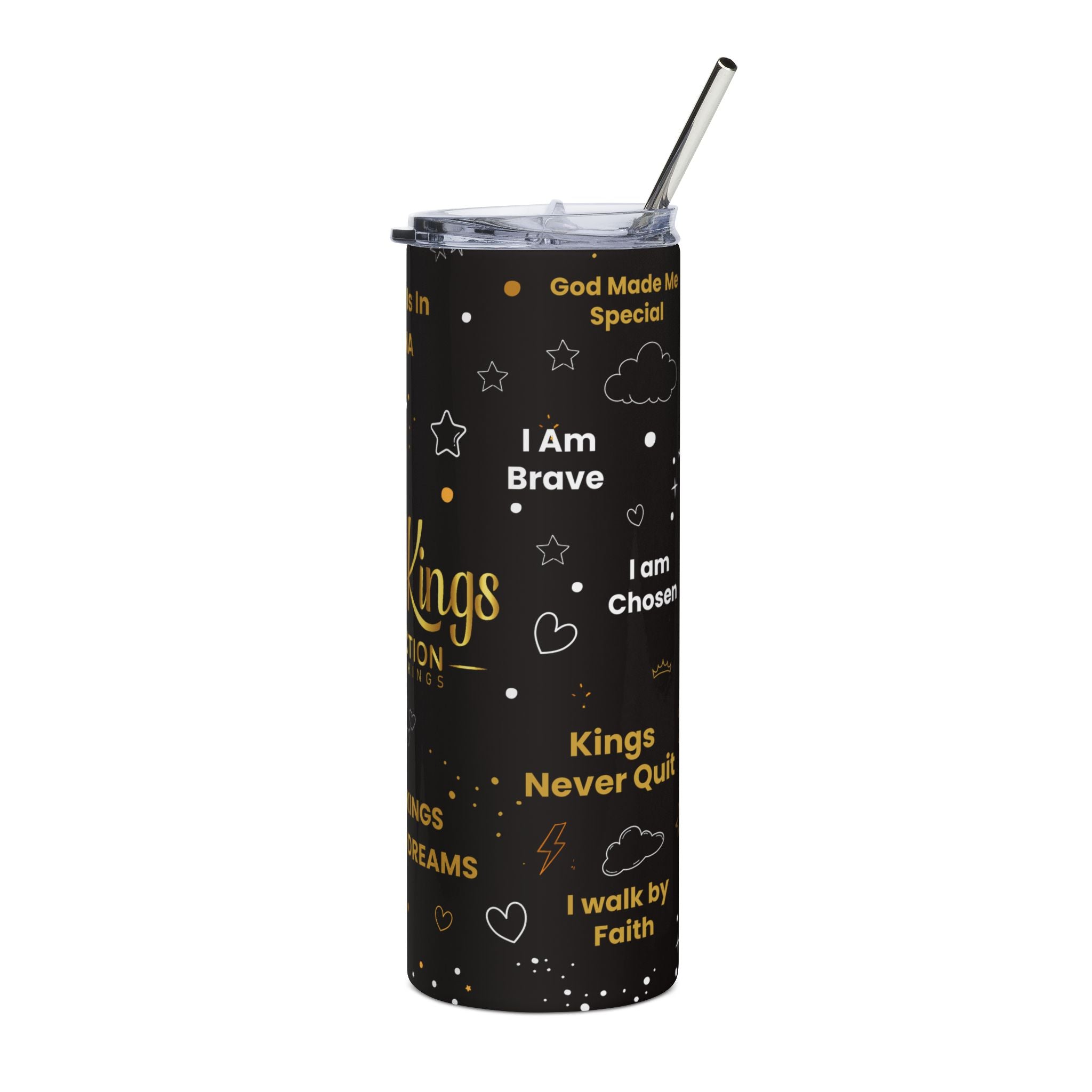Royal Kings Collection Little Kings 20oz Stainless Steel Tumbler | Black Affirmation Cup