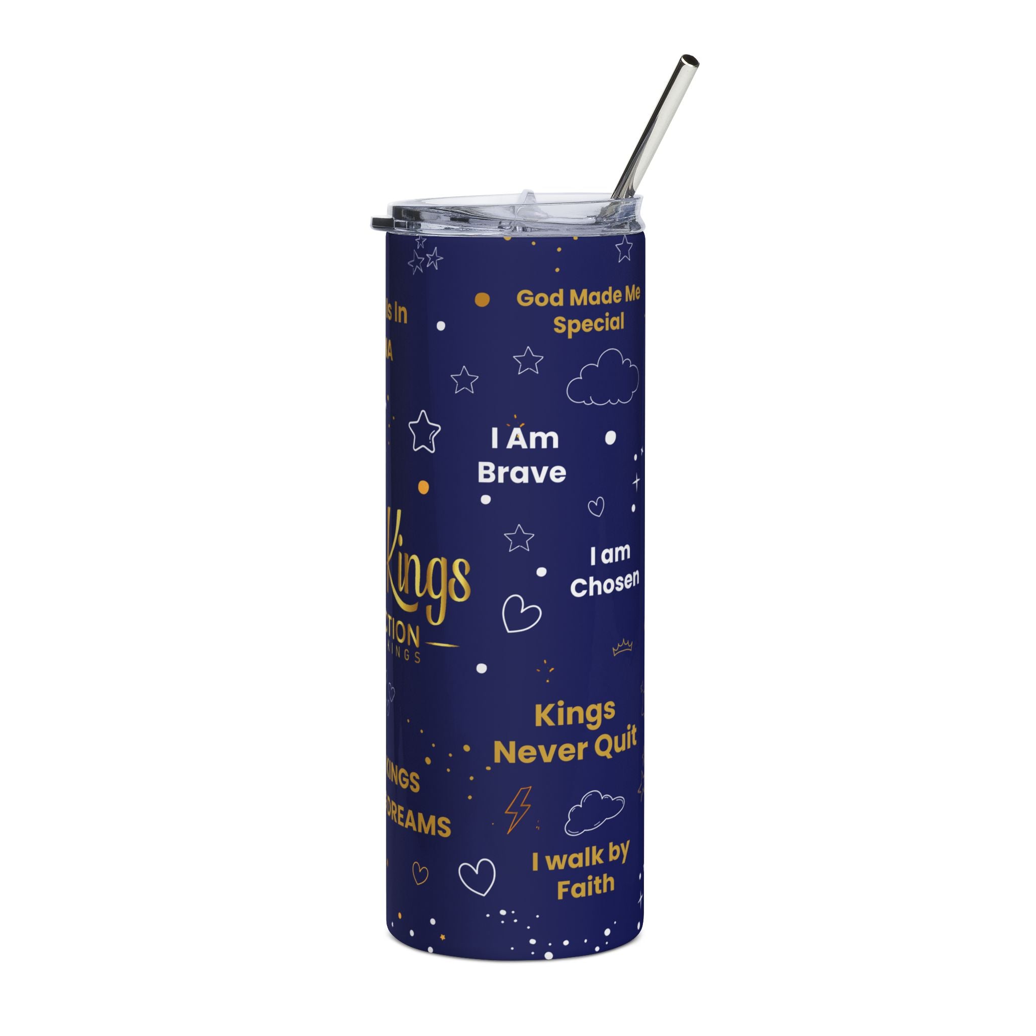 Royal Kings Collection Little Kings 20oz Stainless Steel Tumbler | Navy Affirmation Cup