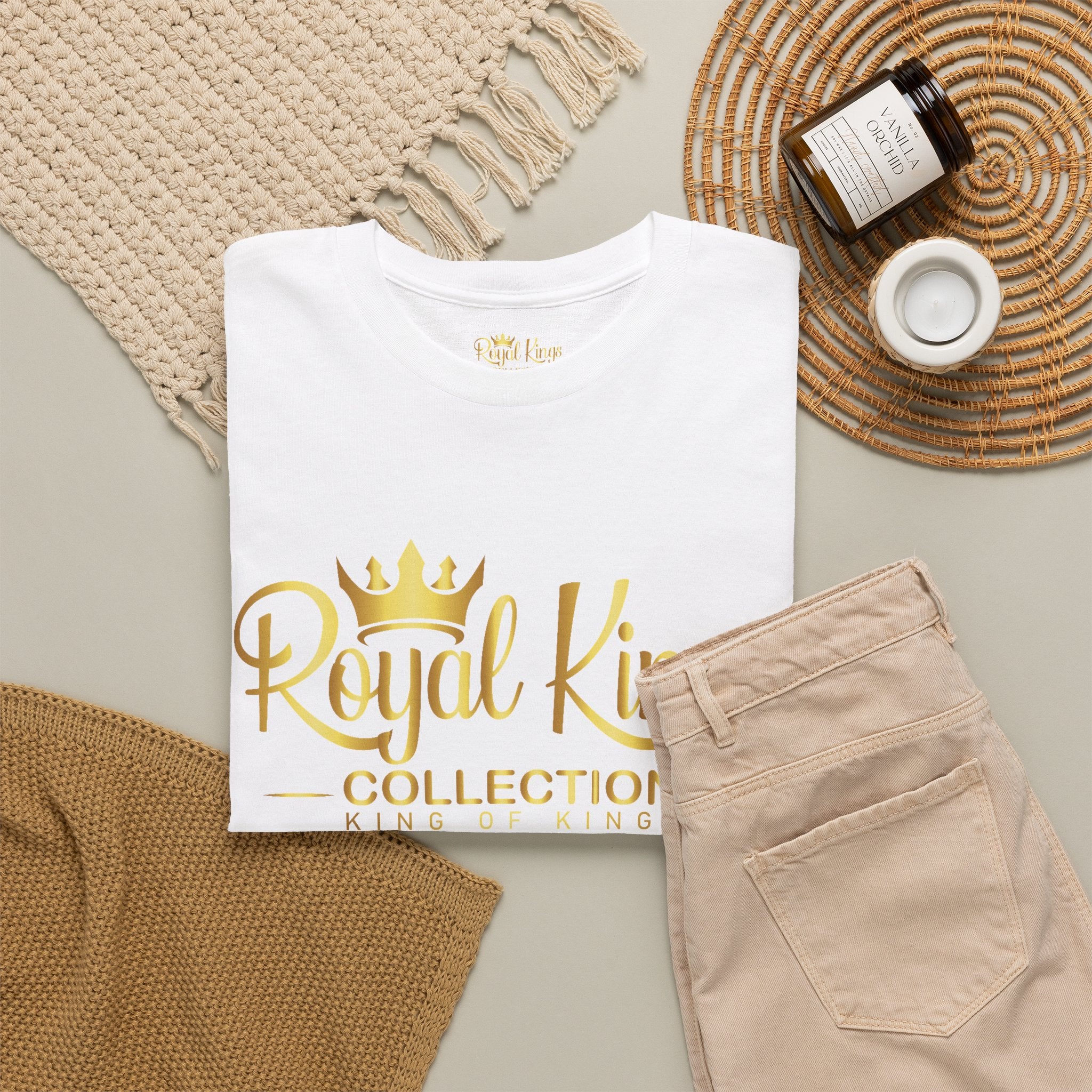 Royal Kings Collection Unisex Crown Sleeves Signature Tee | Heavy Cotton T-Shirt