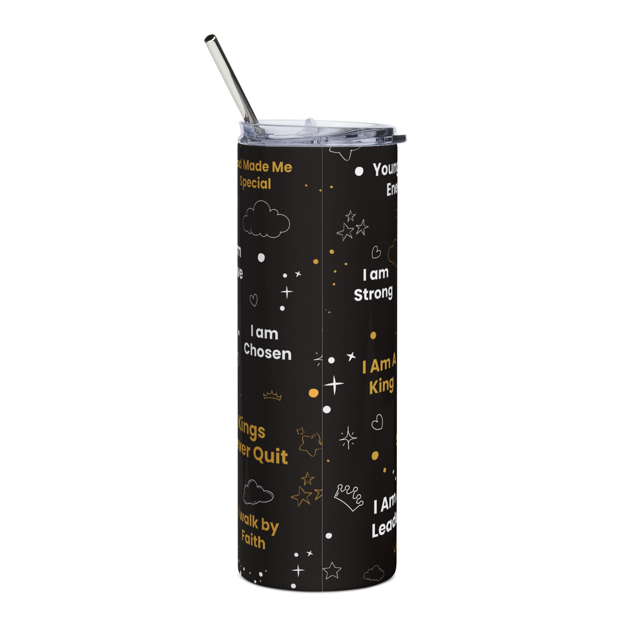 Royal Kings Collection Little Kings 20oz Stainless Steel Tumbler | Black Affirmation Cup