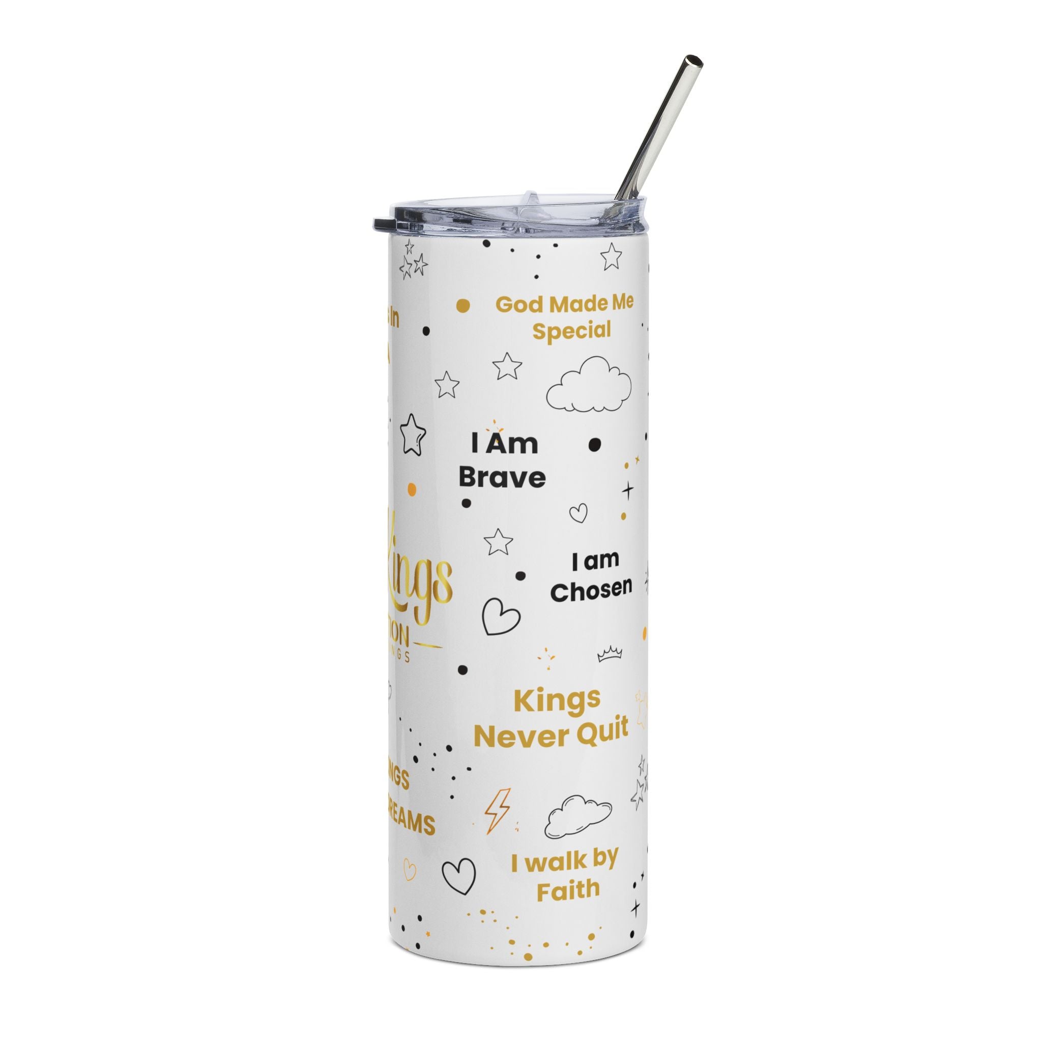 Royal Kings Collection Little Kings 20oz Stainless Steel Tumbler | White Affirmation Cup