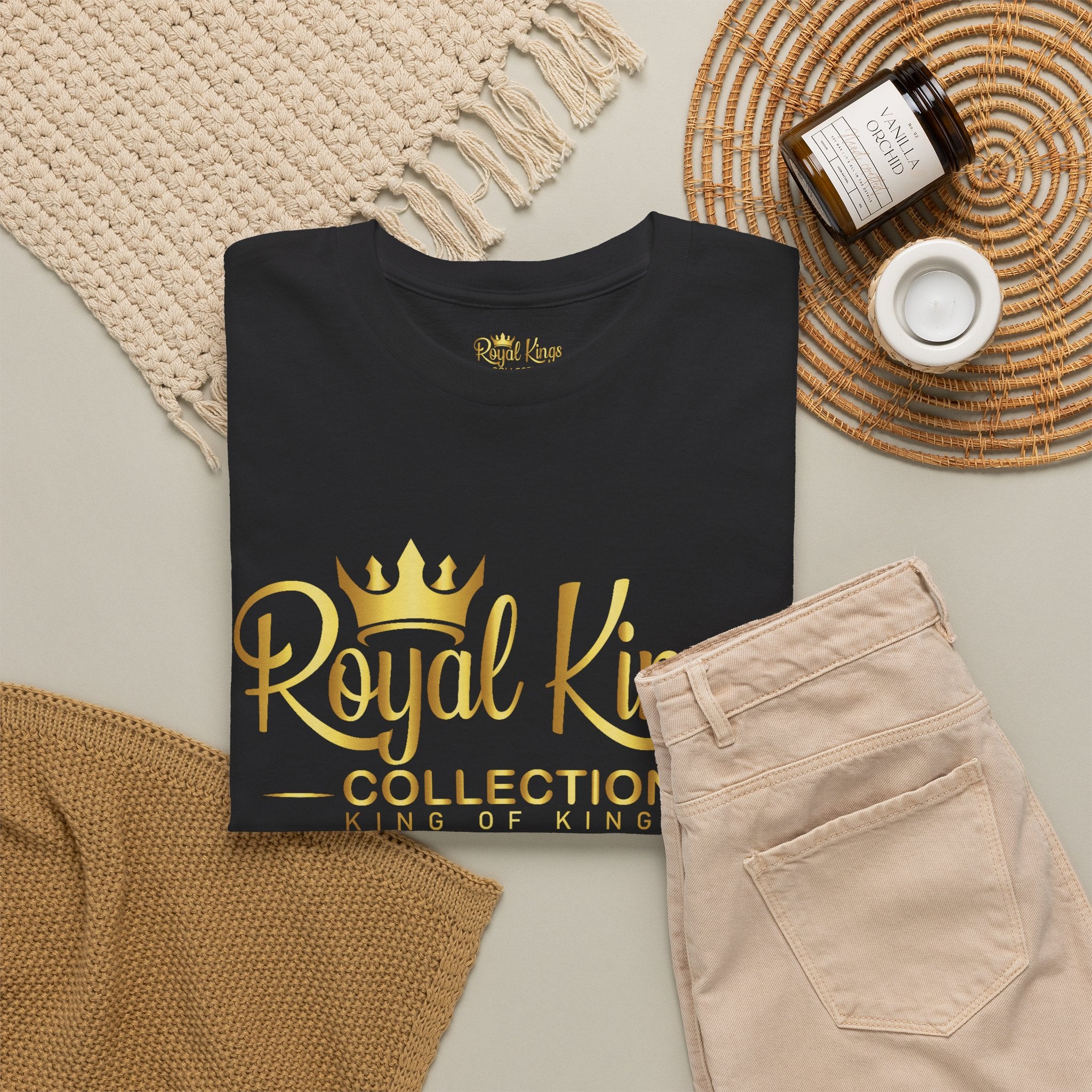 Royal Kings Collection Unisex Crown Sleeves Signature Tee | Heavy Cotton T-Shirt