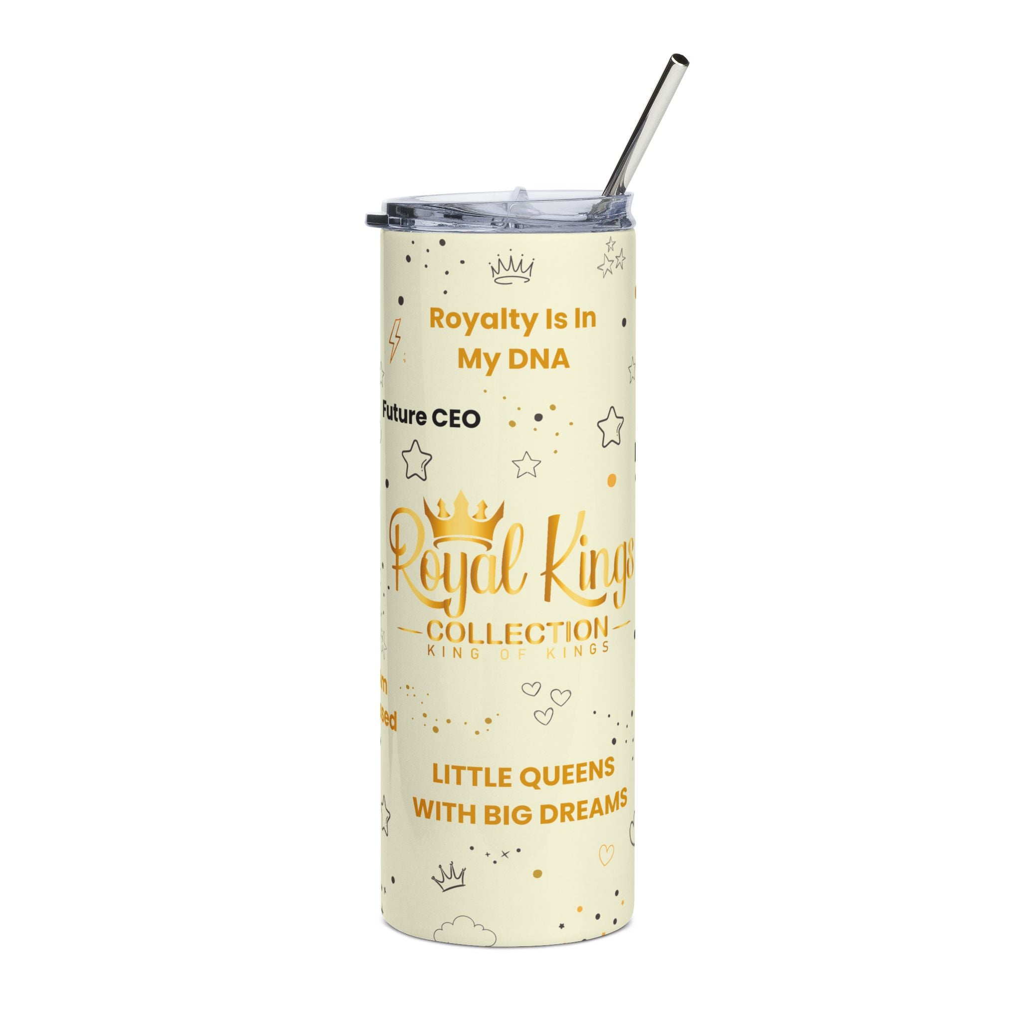 Royal Kings Collection Little Queens 20oz Stainless Steel Tumbler | Cream Affirmation Cup