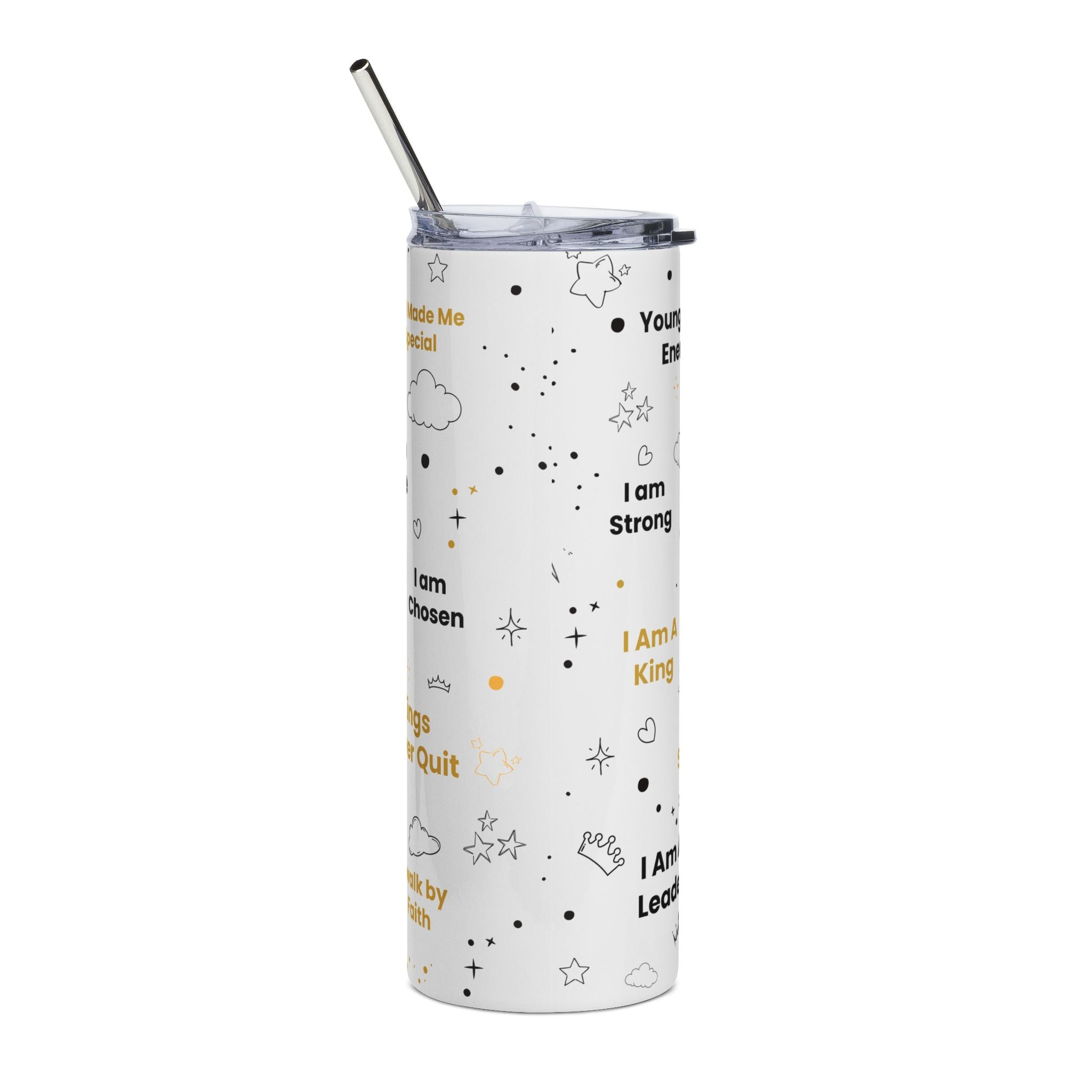Royal Kings Collection Little Kings 20oz Stainless Steel Tumbler | White Affirmation Cup